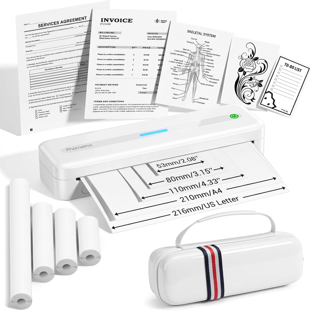 Phomemo M08F Portable Thermal Printer in White